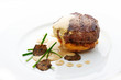 Roast beef with brown sauce and sliced truffles
