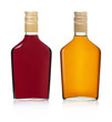 Set of brandy bottles isolated on white background