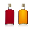 Set of brandy bottles isolated on white background