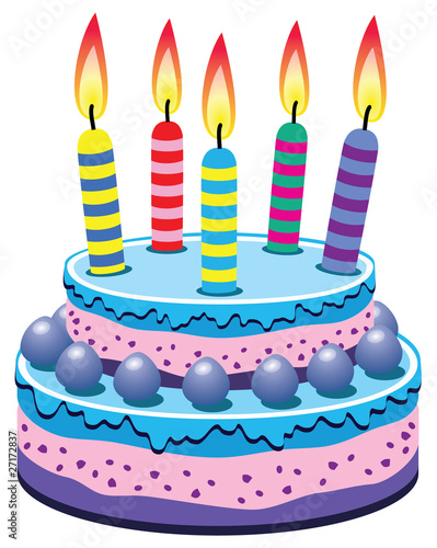 Birthday Cake 9 Candles. vector irthday cake with