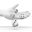 Dices rolling from a hand