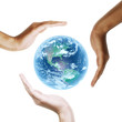 Earth with multiracial human hands. on white background. Earth with multiracial human hands. on white background.