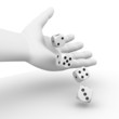 Dices rolling from a hand
