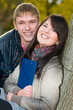 Portrait of cheerful students outdoors Portrait of cheerful students outdoors
