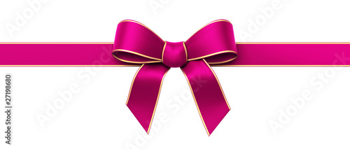 Illustration: Pink silk ribbon with golden edges panorama Pink silk ribbon with golden edges panorama