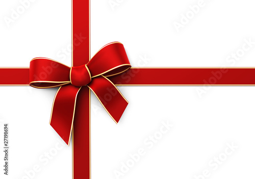 Illustration: Present wrapped with red silk ribbon Present wrapped with red silk ribbon