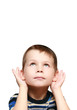 Photo: child looks up and listen child looks up and listen