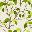 Vektor: seamless pattern with green ginkgo leaves seamless pattern with green ginkgo leaves