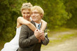 Happy young bride and groom