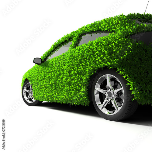 Illustration: The metaphor of the green eco-friendly car The metaphor of the green eco-friendly car