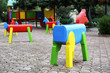 Toy horses in a empty playground in Valletta Toy horses in a empty playground in Valletta