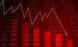 Arrow graph going down on a red background