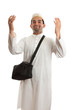 Ethnic man with arms raised in praise