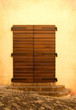 Wooden door with medievel steps Wooden door with medievel steps