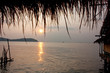Sun set above sea