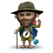 3d Hiker waves to you