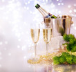 Two Champagne Glasses.New Year Celebration.Shallow DOF