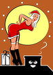 femme noël sur un toit maison femme noël sur un toit maison
