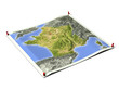 France on unfolded map sheet.