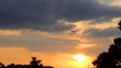 Sunset clouds, airplane