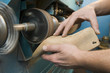 Photo: Shoemaker makes boot-tree Shoemaker makes boot-tree