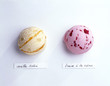 Boules de glace vanille et fraise Boules de glace vanille et fraise