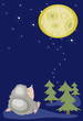 Hedgehog looks on the moon.