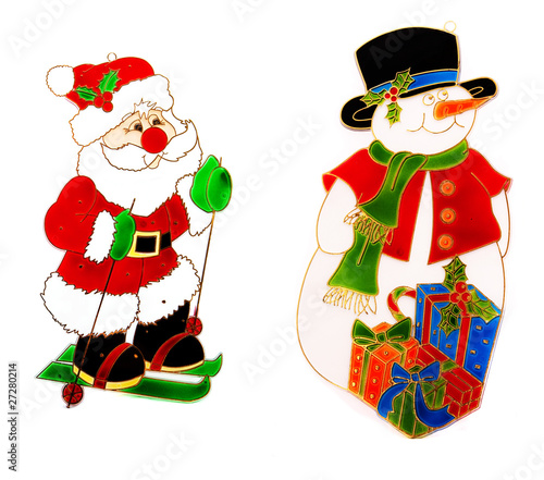 Photo: vibrant christmas window decorations on white vibrant christmas window decorations on white
