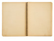 Foto: Opened old spiral notebook isolated on white Opened old spiral notebook isolated on white