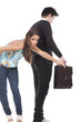 couple holding briefcase