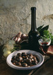 Snails cooked in red wine