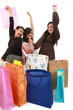 Happy asian woman shopping concept isolated studio shot