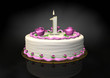 Birthday cake 1 year candle with roses