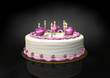 Seven birthday candle on pink cream cake