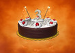 3 year birthday cake with blown candle