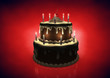 Birthday cake and cherry with nine candles
