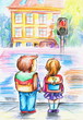 Children waiting on green light