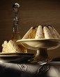 Walnut Charlotte with chocolate sauce