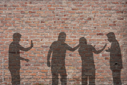 Photo: Bullying scene shadow on the wall Bullying scene shadow on the wall