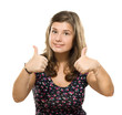 Young woman with thumbs up