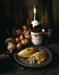 mushrooms and shallots in puff pastry with Volnay red wine