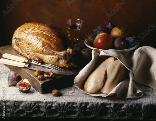 Photo: turkey and uncooked foie gras turkey and uncooked foie gras