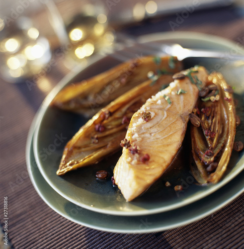 Photo: salmon with chicory and coffee salmon with chicory and coffee