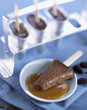Chocolate ice cream bar with toffee sauce