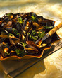 Mussels marinières with walnuts