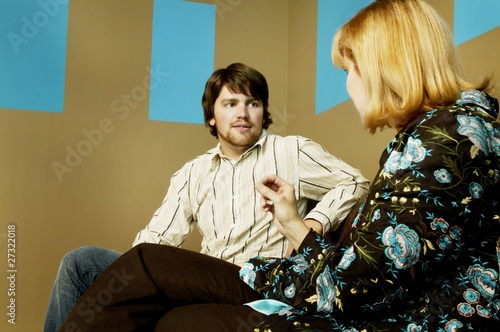 Photo: Man And Woman Talking Man And Woman Talking