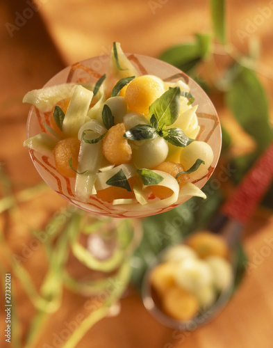 Photo: Melon,cucumber and basil salad Melon,cucumber and basil salad