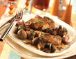 Braised rabbit with tarragon and mushrooms