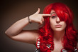 Attractive Young Red Haired Woman with Hand To Her Head Attractive Young Red Haired Woman with Hand To Her Head