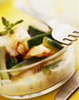monkfish and courgette fricassee with white butter marjoram sauce